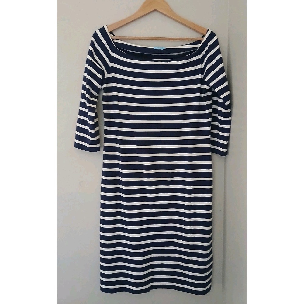 J. McLaughlin Patrice Off-Shoulder Nautical Dress Size Medium Catalina Cloth